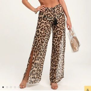 Brand New Sheer Leopard Print Swim Cover-Up Pants